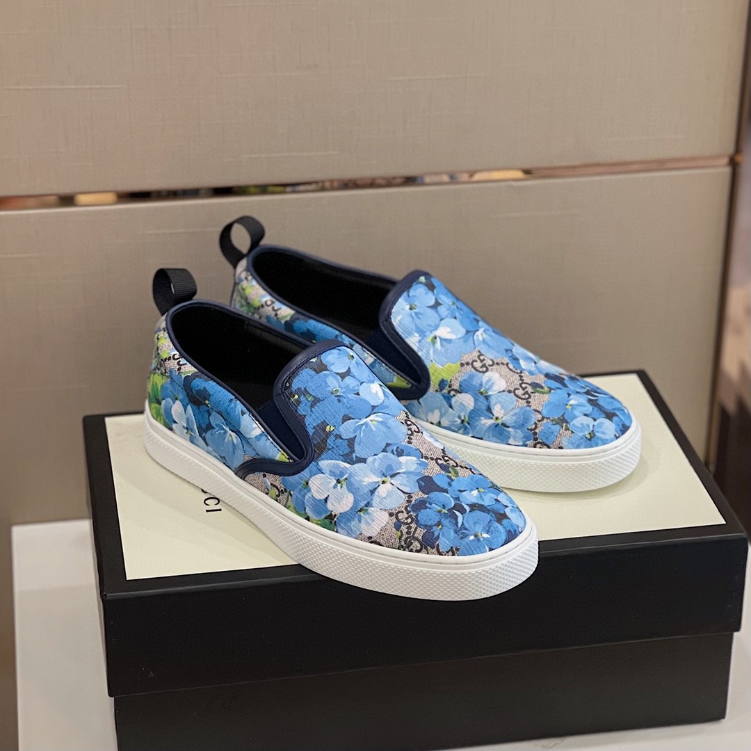 Gvc*1 Men’s GG Svp*me Canvas Slip-On Blue Flowers For Men 546152 KU2E0 8471