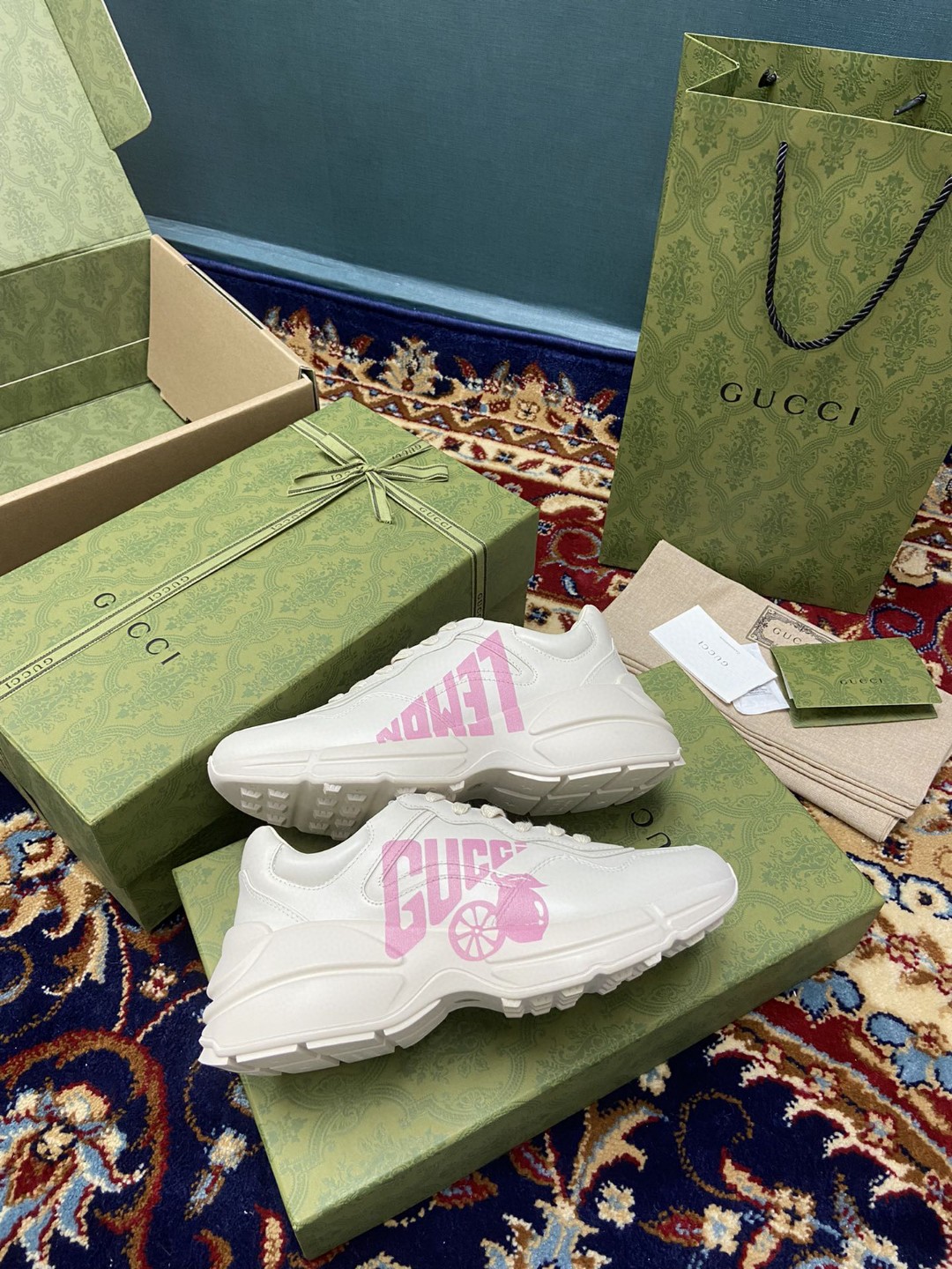 Gvc*1 Women’s Rhyton Sneakers With Lemon Gvc*1 White Ivory For Women ‎684899