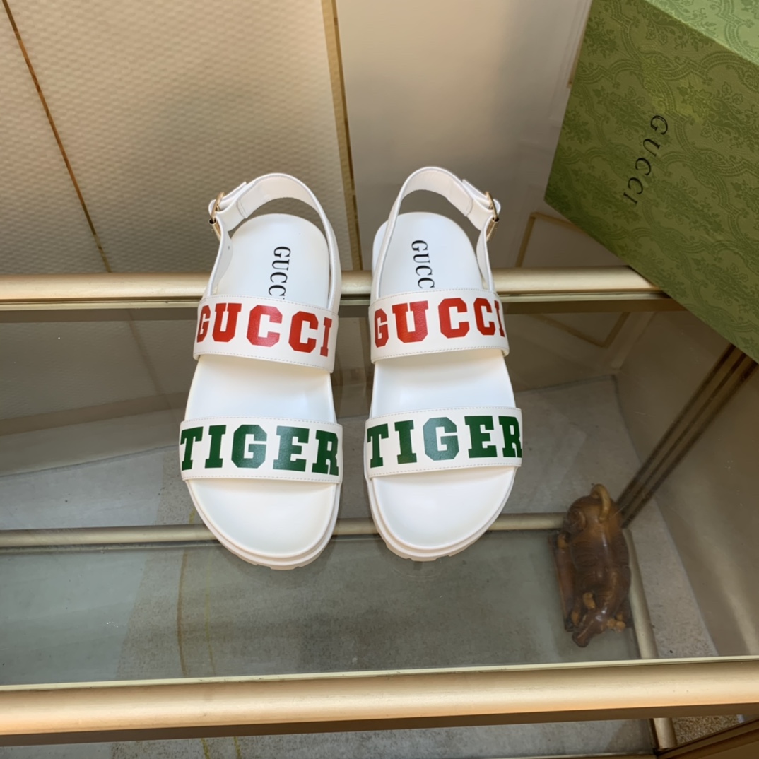 Gvc*1 Women’s Tiger And Buckle Sandal White For Women GG