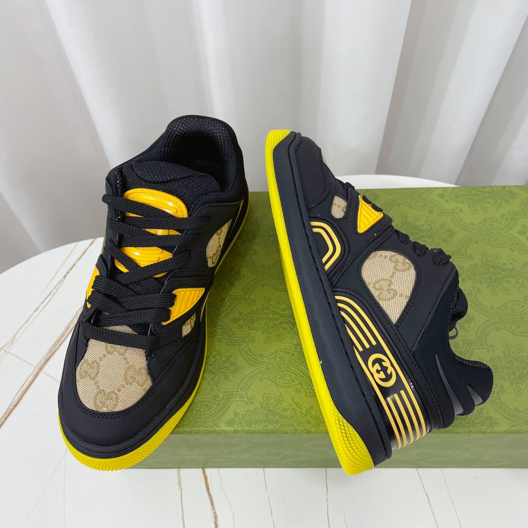 Gvc*1 Men’s GG Basket Sneaker Black And Yellow For Women 661311