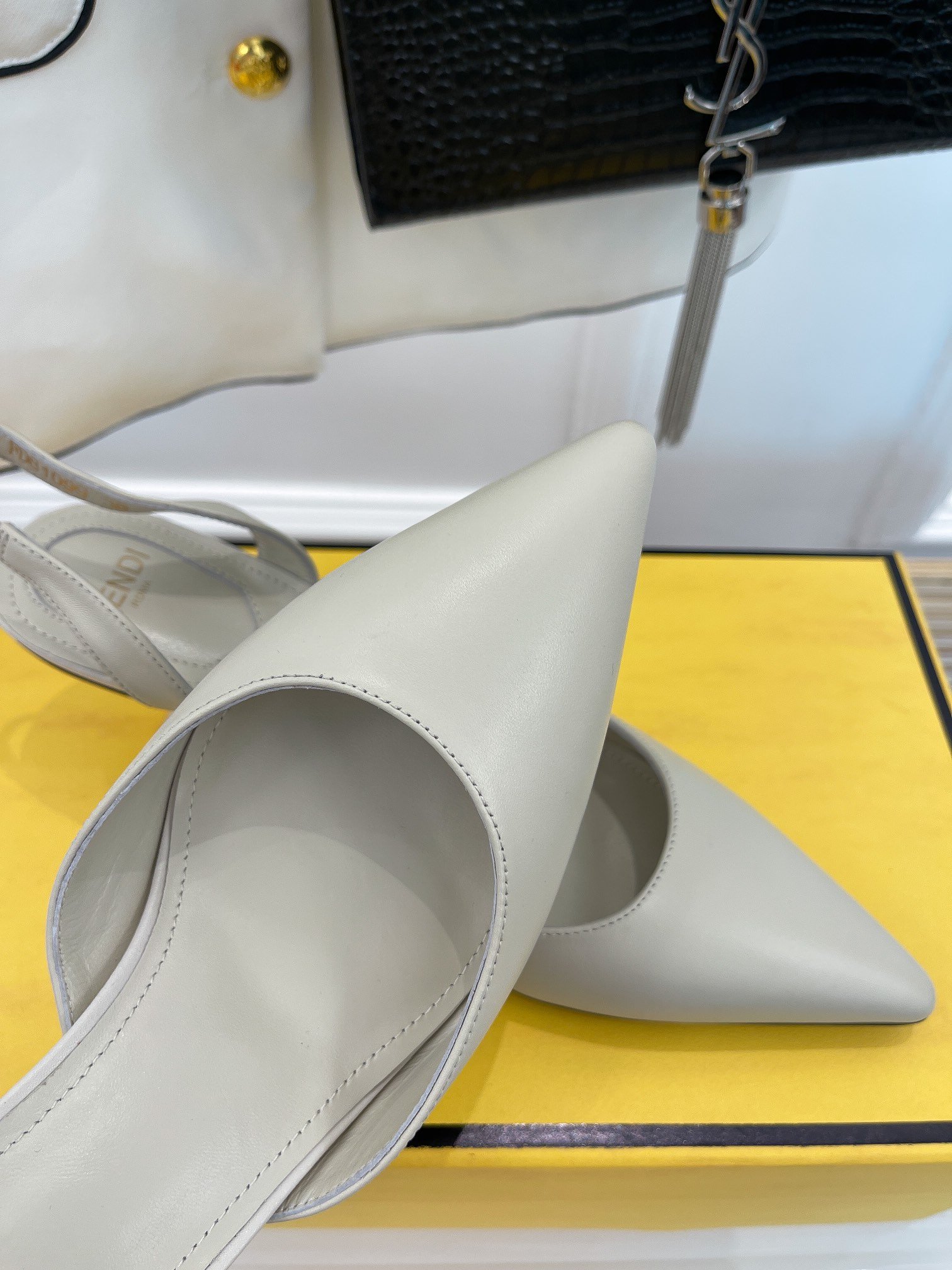 F**di First Grey High-Heeled Slingbacks For Women