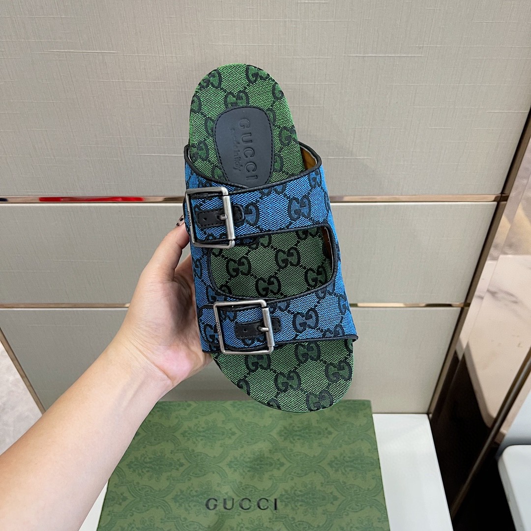 Gvc*1 Men’s Slide Sandal With Straps Blue And Green For Men 658020 2HK60