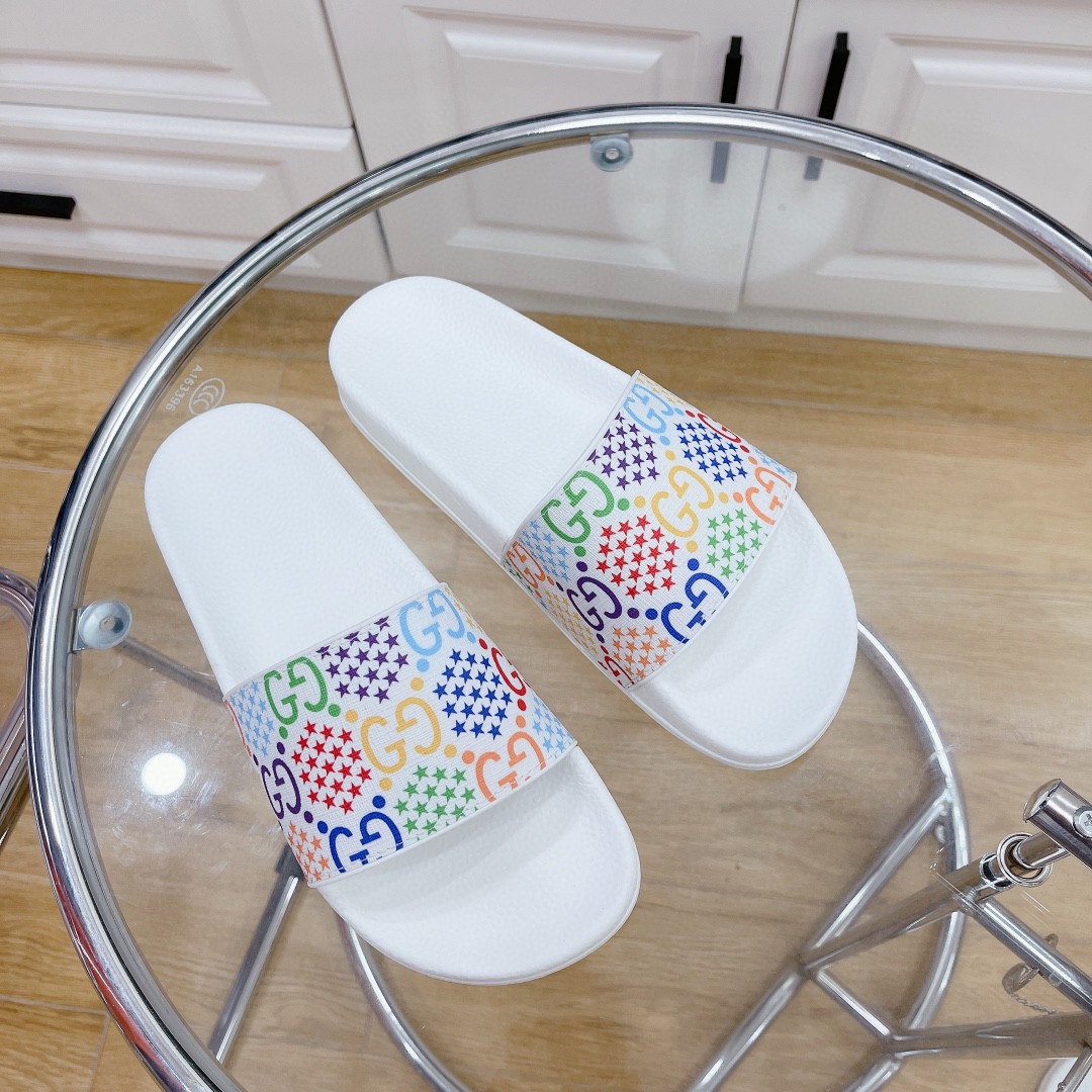 Gvc*1 Men’s GG Slide Sandal With Stars White For Men 407345