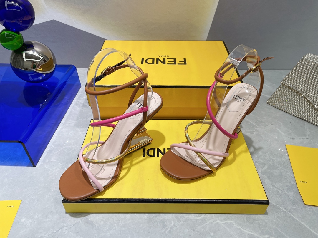 F**di First Pink Nappa High-Heeled Sandals For Women 8X8274AHIUF1GZU