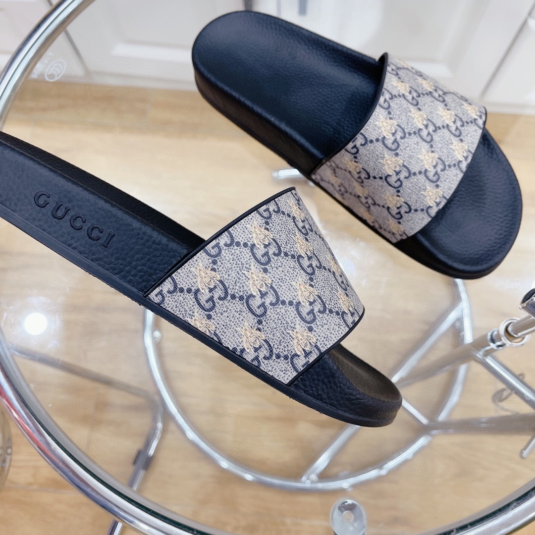 Gvc*1 Women’s GG Slide Sandal With Bees Black For Women 407345