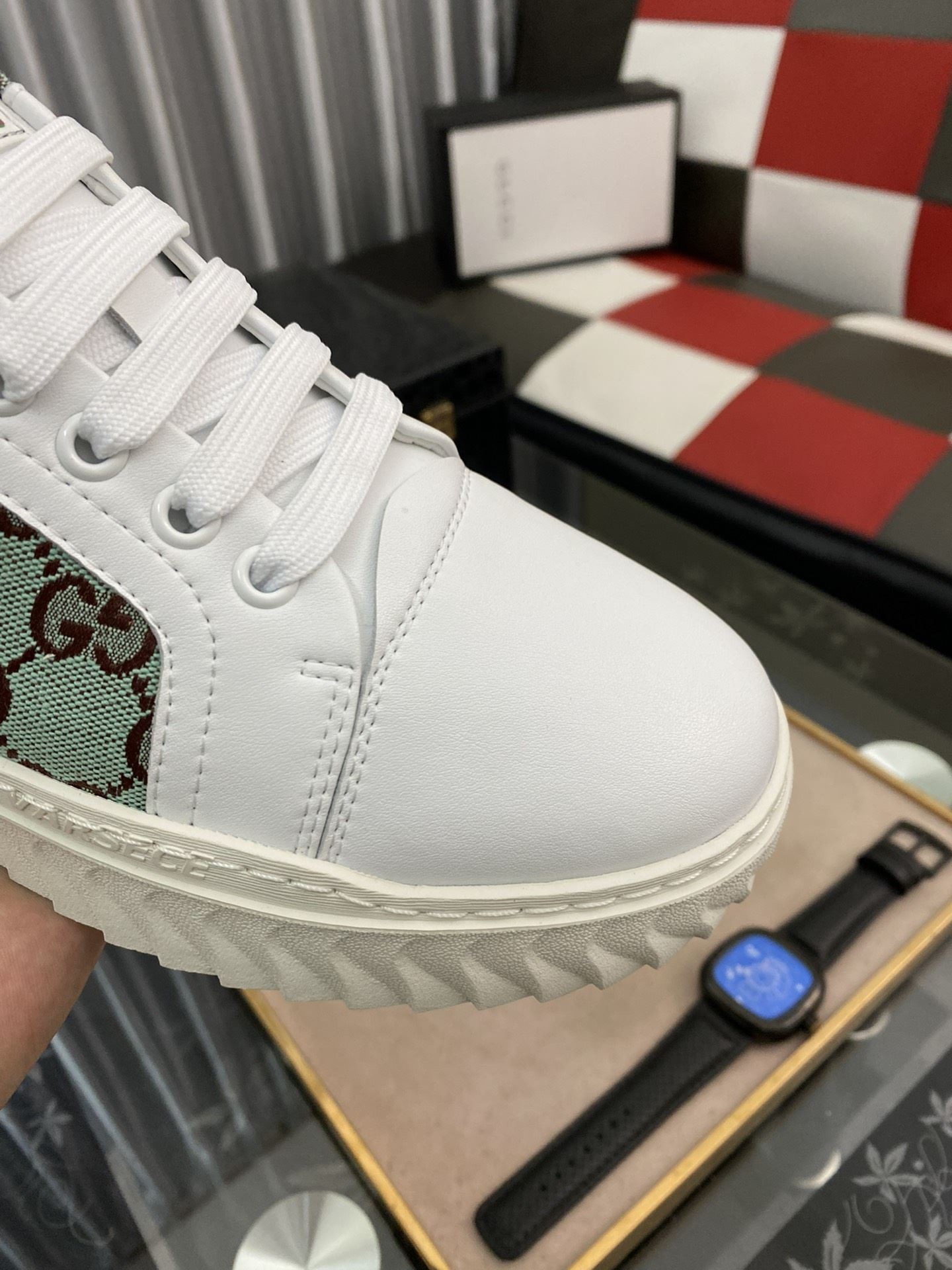 Gvc*1 Men’s GG Ace Sneaker Green And White For Men