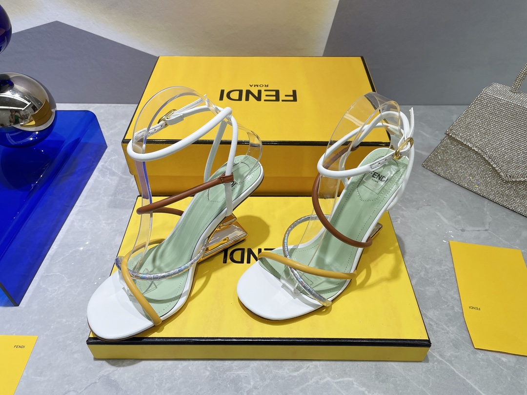 F**di First White Nappa High-Heeled Sandals For Women 8X8274AHIUF1GZS