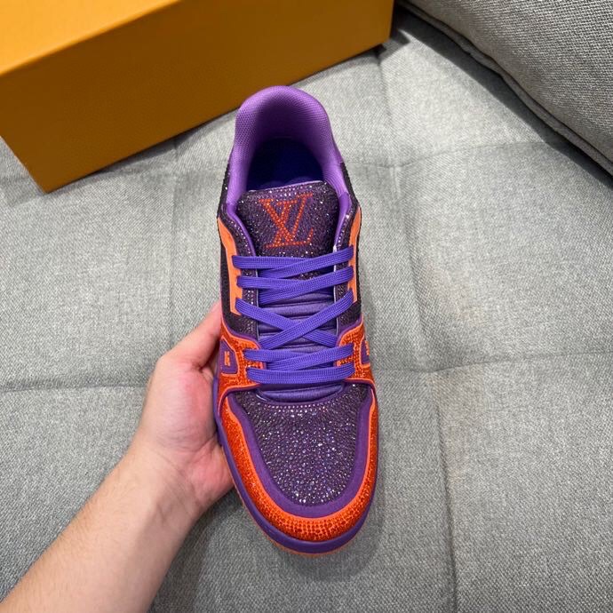 L0vis Vuittion LV Trainer Sneaker Purple For Men LV 1AA6QF
