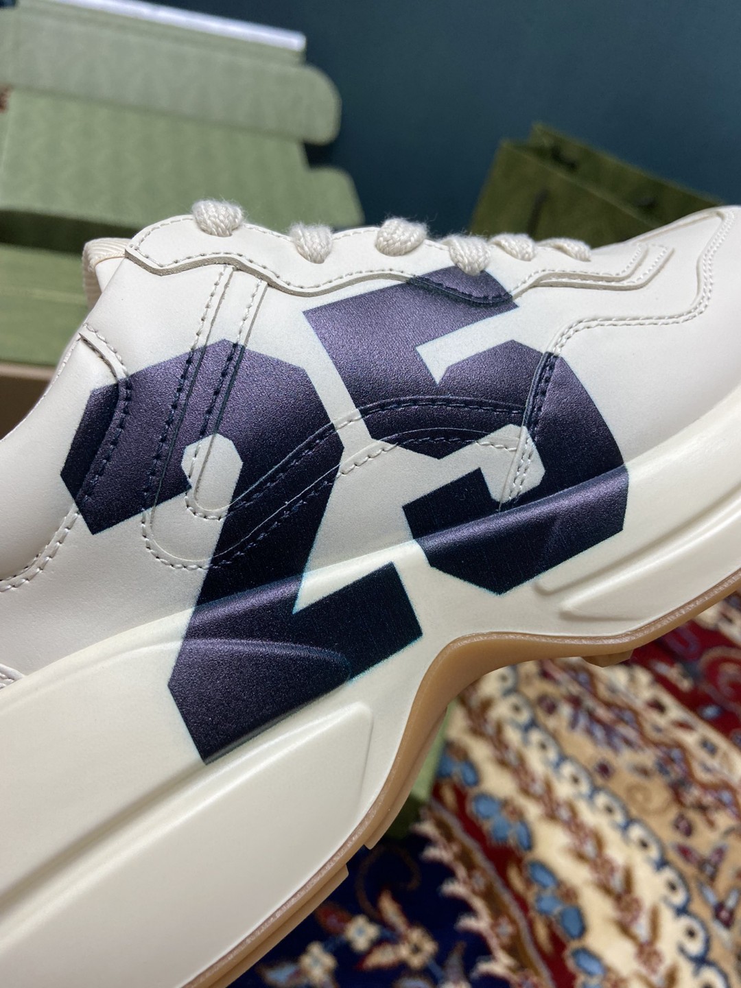 Gvc*1 Women’s Rhyton Sneakers With 25 White Ivory For Women ‎663339 2SH00 9522