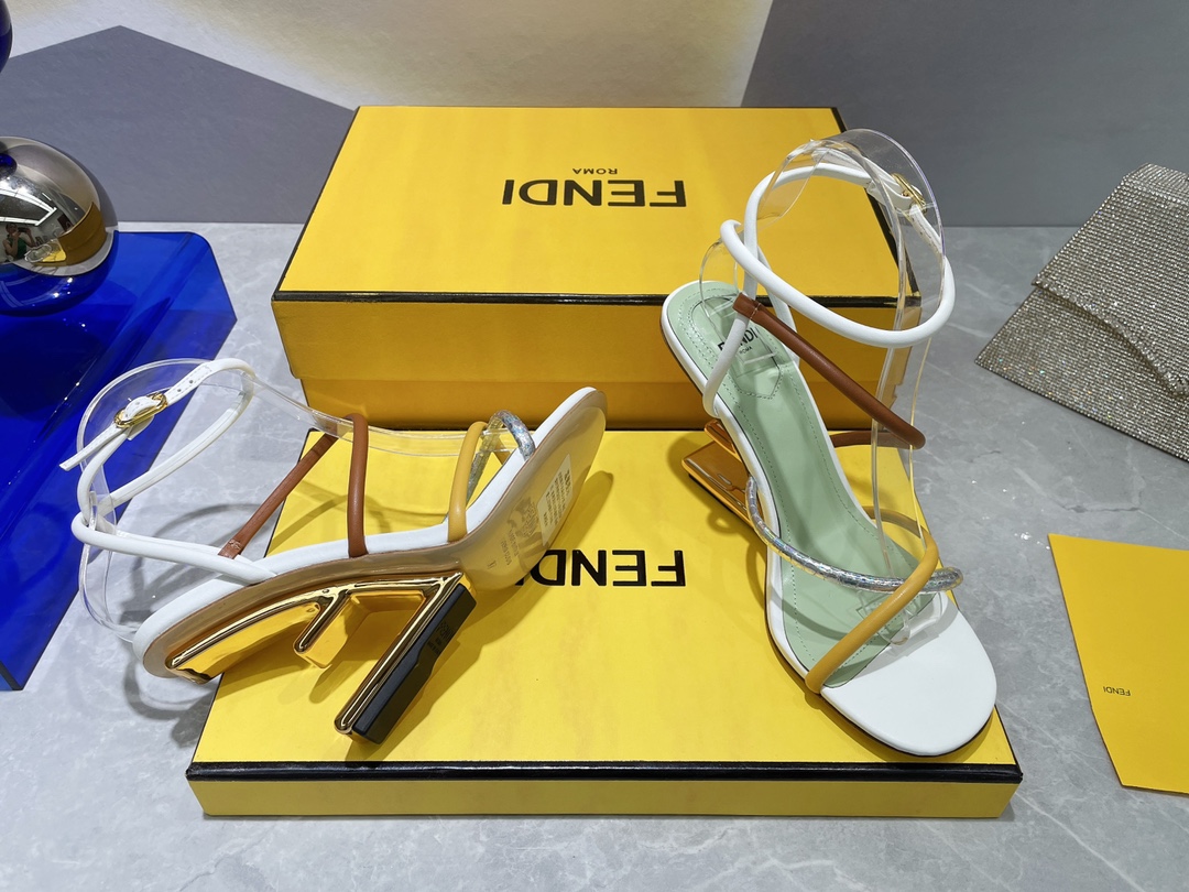 F**di First White Nappa High-Heeled Sandals For Women 8X8274AHIUF1GZS
