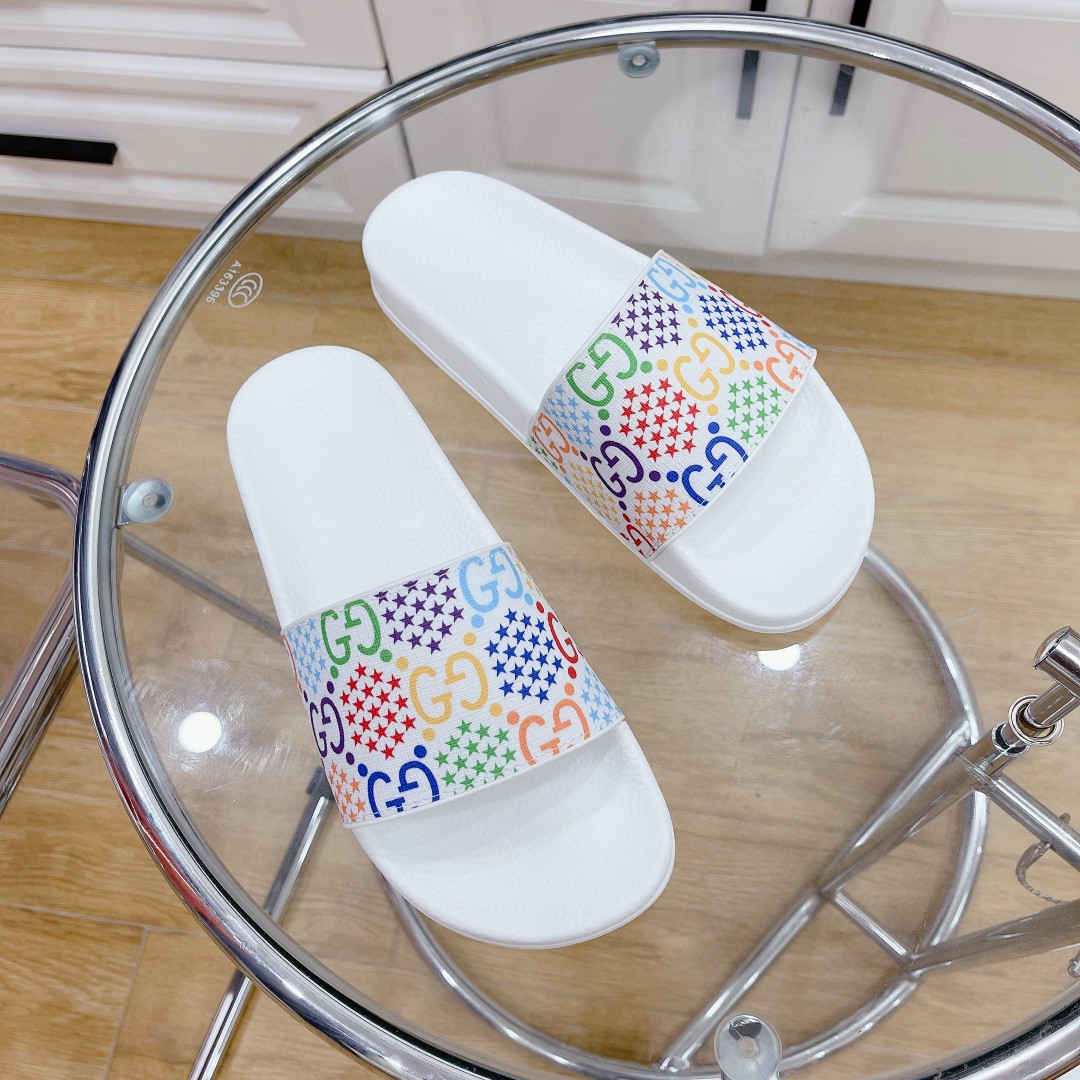 Gvc*1 Men’s GG Slide Sandal With Stars White For Men 407345