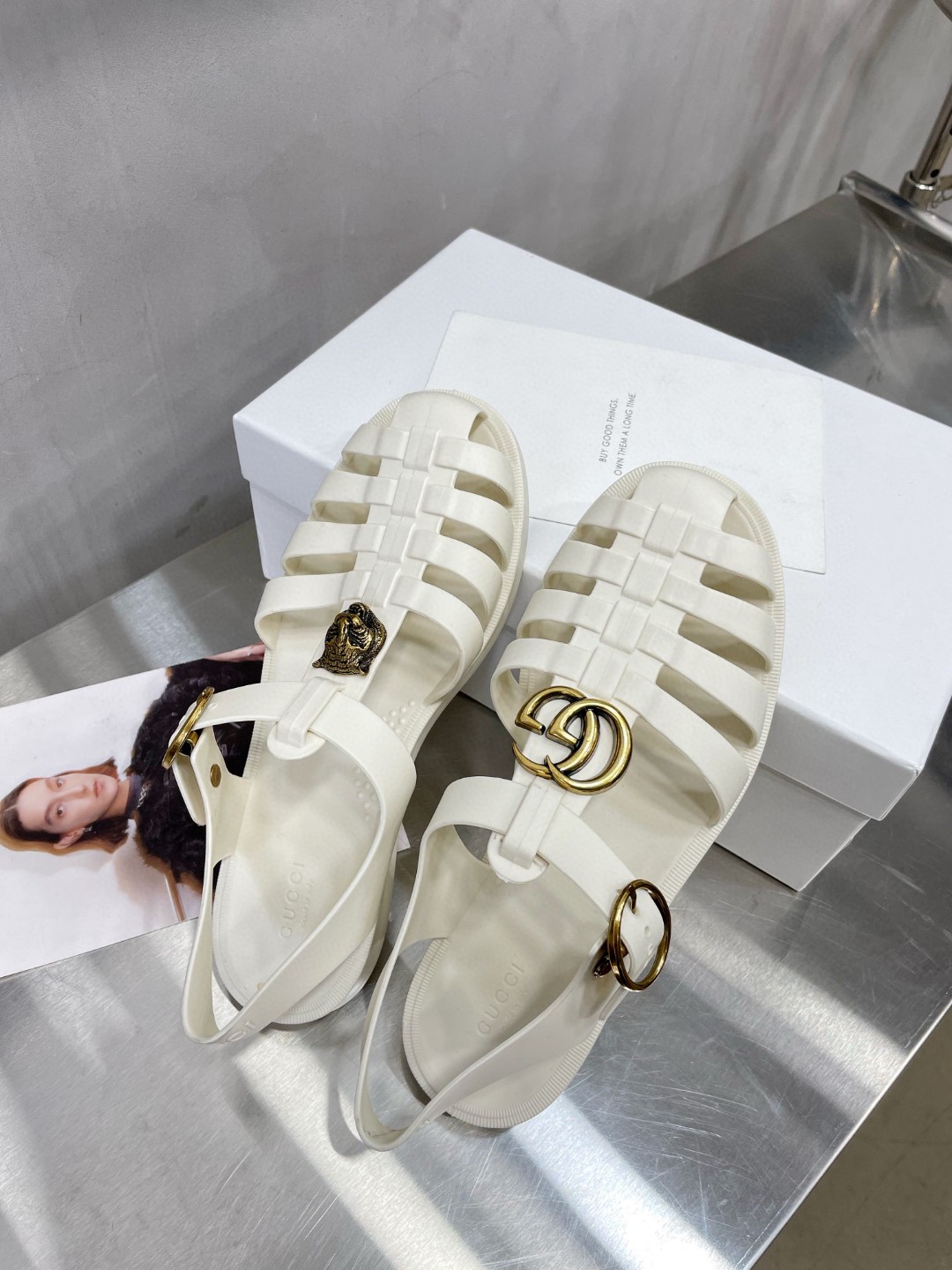 Gvc*1 Women’s Rubber Buckle Strap Sandal White For Women 463463