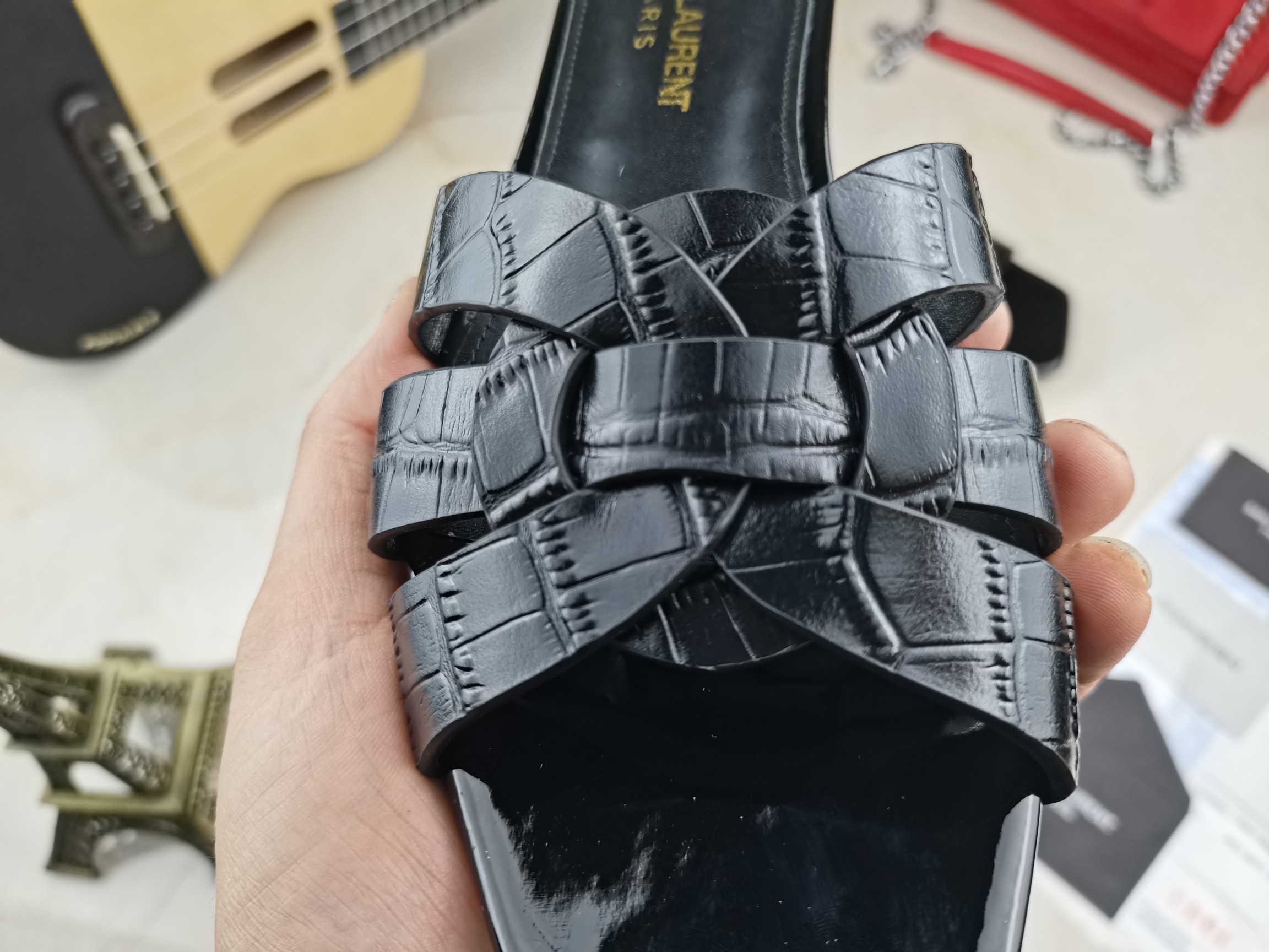 Sa1nt Lau*nt Women’s Tribute Flat Mules Black For Women Y51