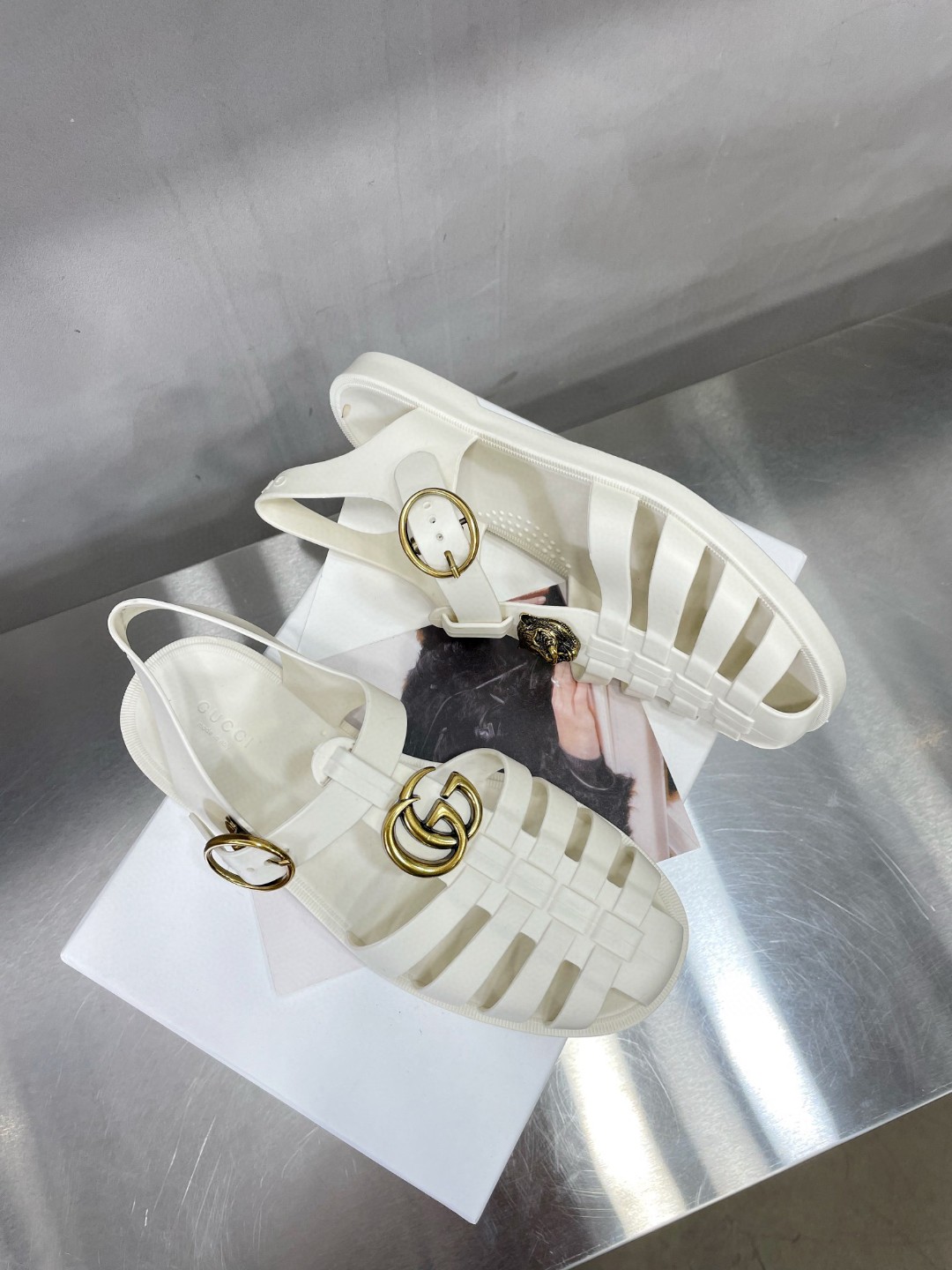 Gvc*1 Women’s Rubber Buckle Strap Sandal White For Women 463463