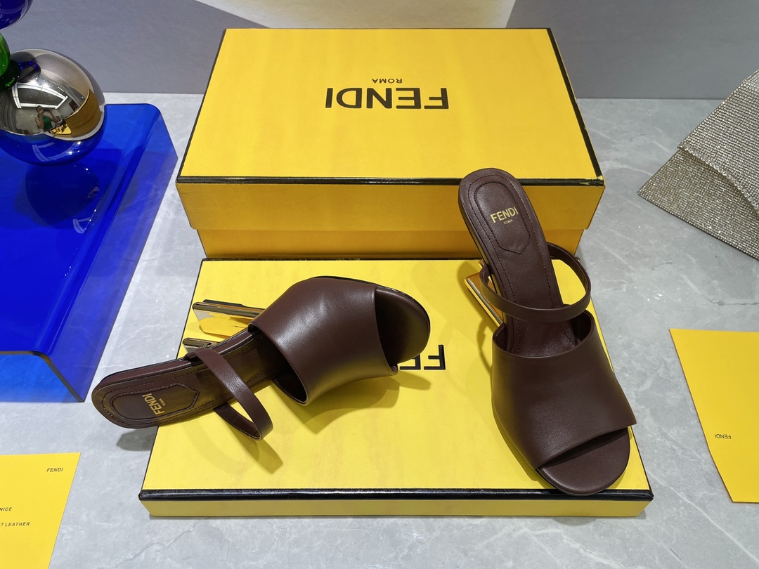 F**di First Burgundy High-Heeled Sandals For Women