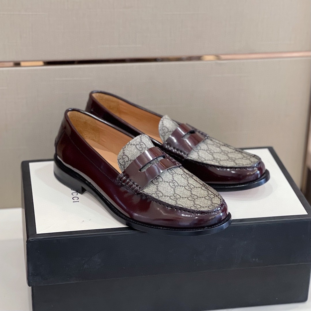 Gvc*1 Men’s GG Loafers Horsebit Brown And Beige For Men 699501