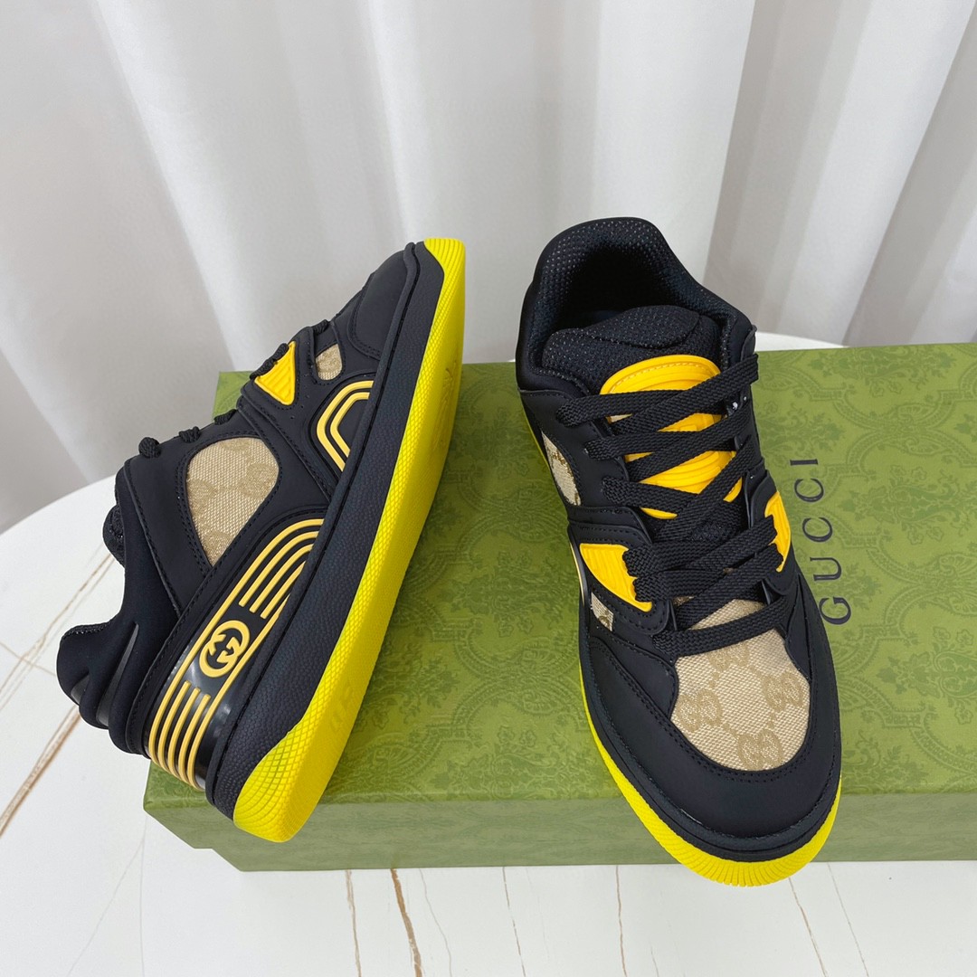 Gvc*1 Men’s GG Basket Sneaker Black And Yellow For Women 661311