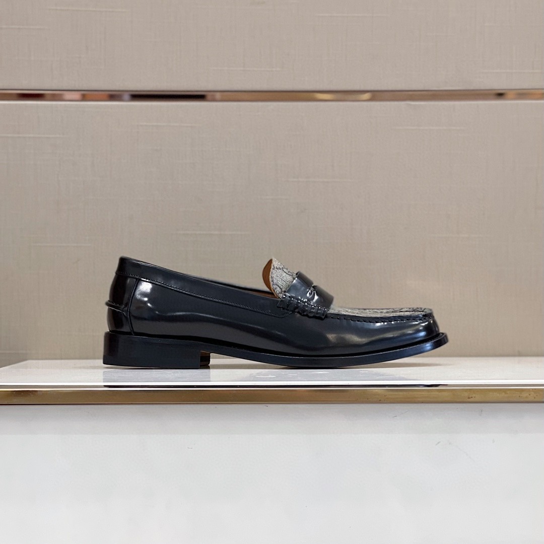 Gvc*1 Men’s GG Loafers Horsebit Black And Beige For Men 699501