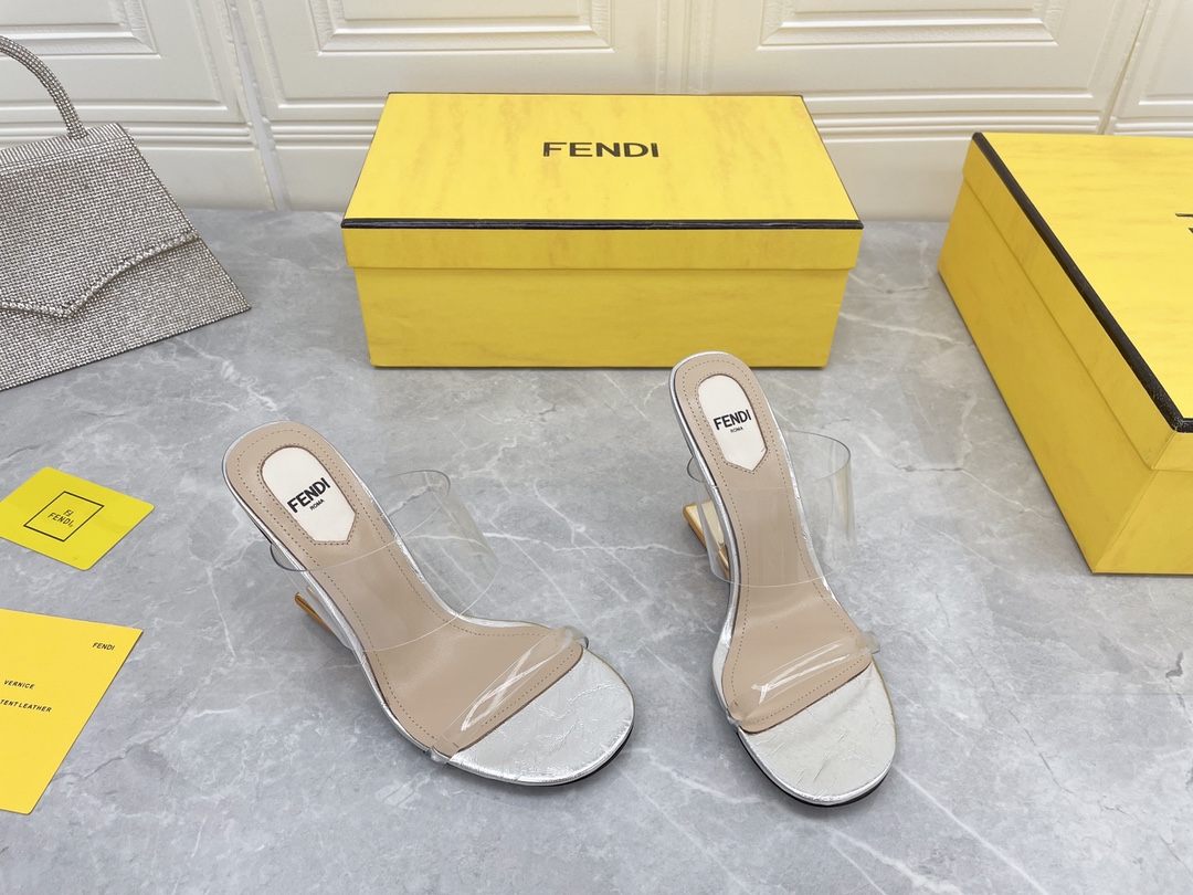 F**di First White Transparent High-Heeled Sandals For Women