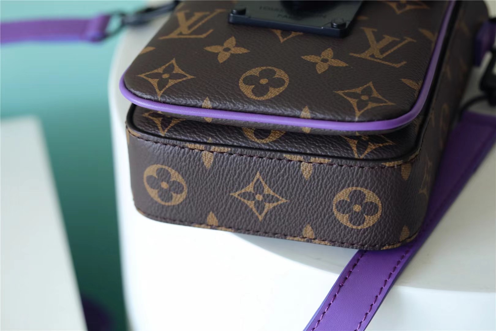 L0vis Vvtt0n S-Lock Vertical Wearable Wallet Monogram Macassar Purple For Men, Men’s Bags, Shoulder And Crossbody Bags 7.5in/19cm LV