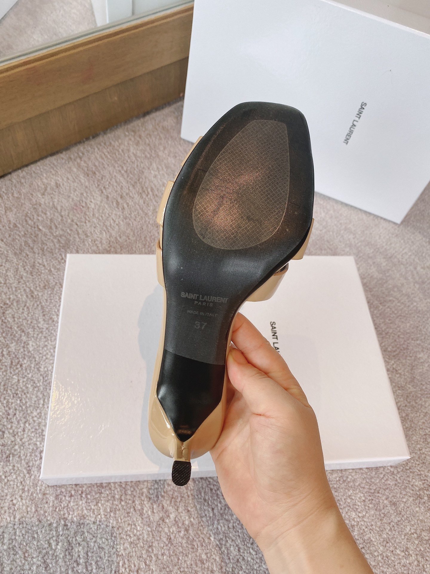 Sa1nt Lau*nt Women’s Tribute Heeled Mules Beige For Women Y51