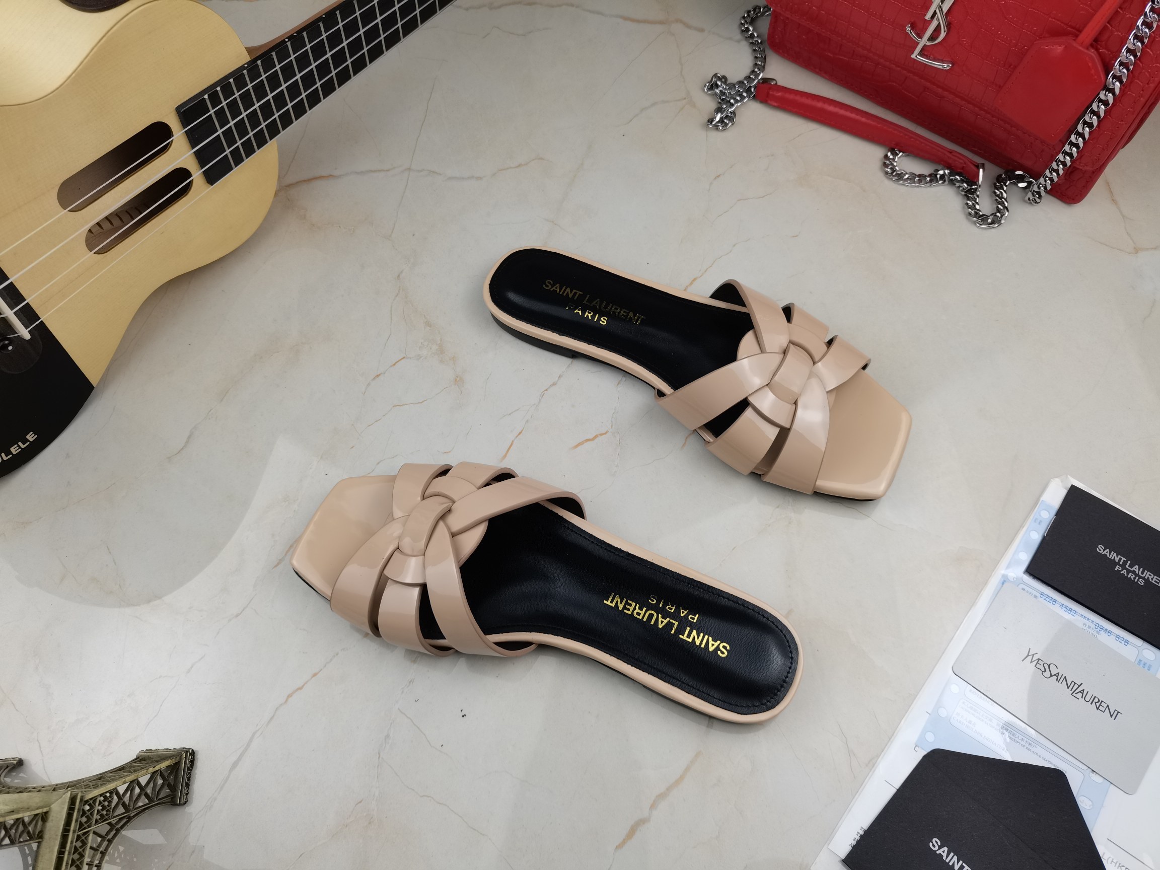 Sa1nt Lau*nt Women’s Tribute Flat Mules Beige For Women Y51 571952B8I009935