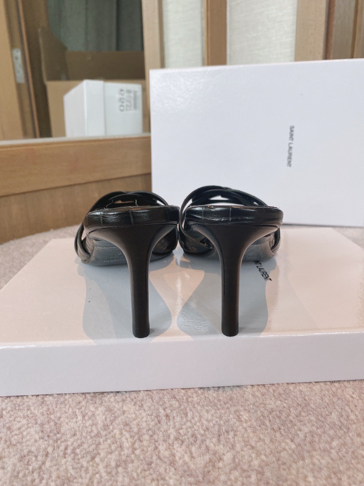 Sa1nt Lau*nt Women’s Tribute Heeled Mules Black For Women Y51 6509861YQ001000