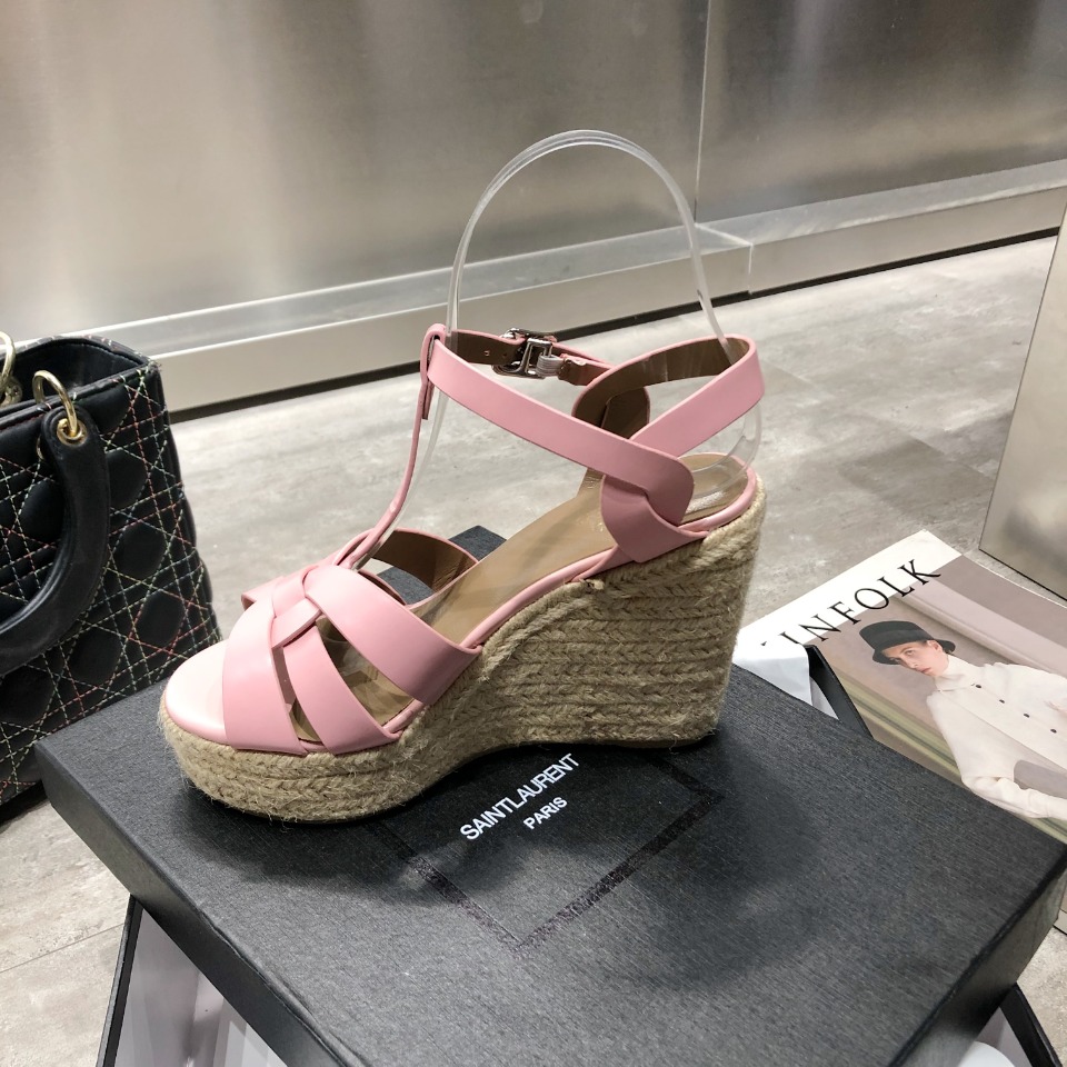 Sa1nt Lau*nt Women’s Tribute Espadrilles Wedge Pink For Women Y51