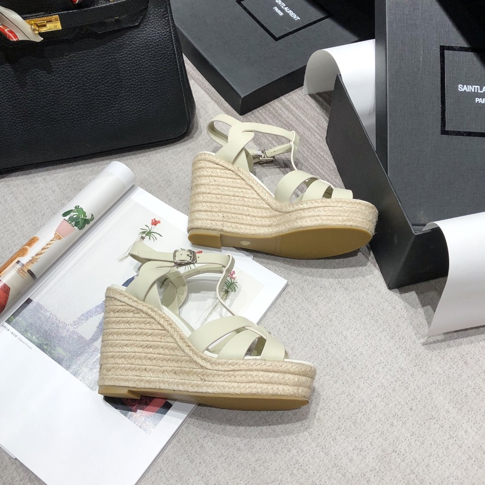 Sa1nt Lau*nt Women’s Tribute Espadrilles Wedge Beige For Women Y51