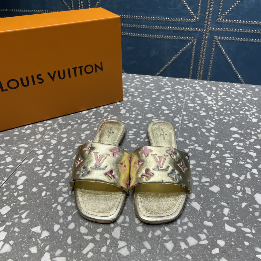 L0vis Vvtt0n Women’s Revival Flat Mule Gold For Women LV