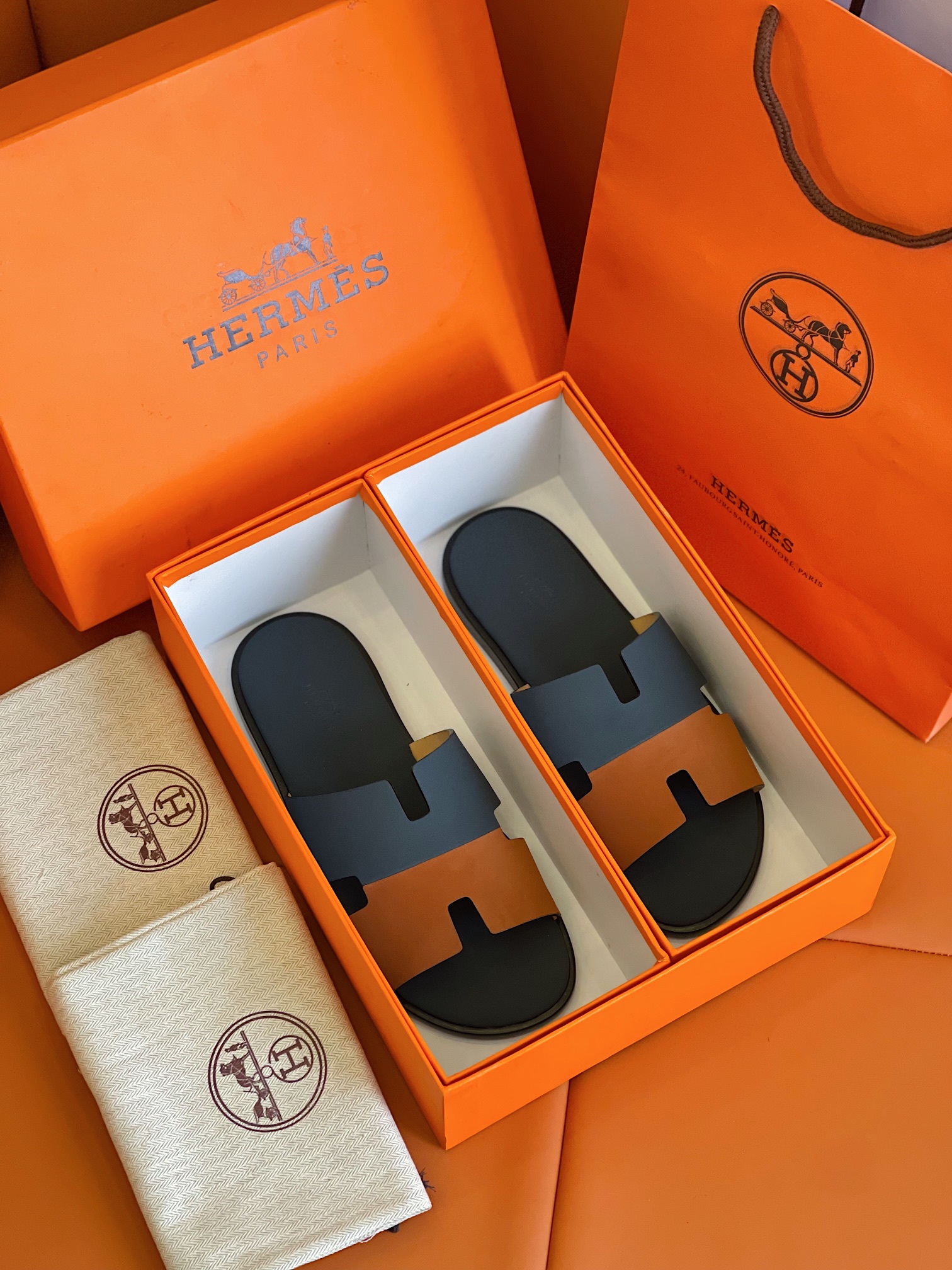 H**me5 Izmir Sandal Dark Blue And Brown For Men