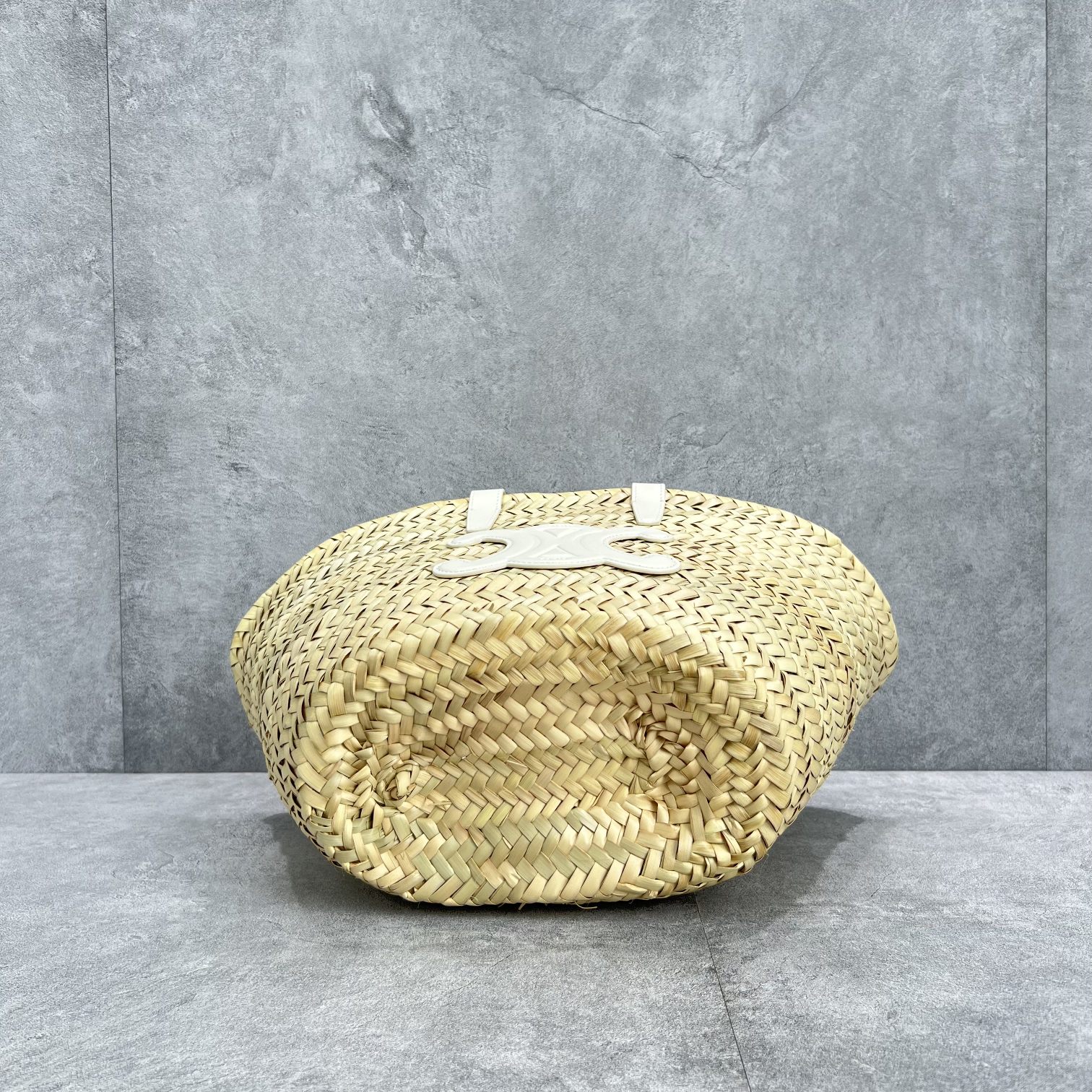 Ce1i*e Teen Triomphe Ce1i*e Classic Panier In Palm Leaves And Lizard White For Women 8in/20cm