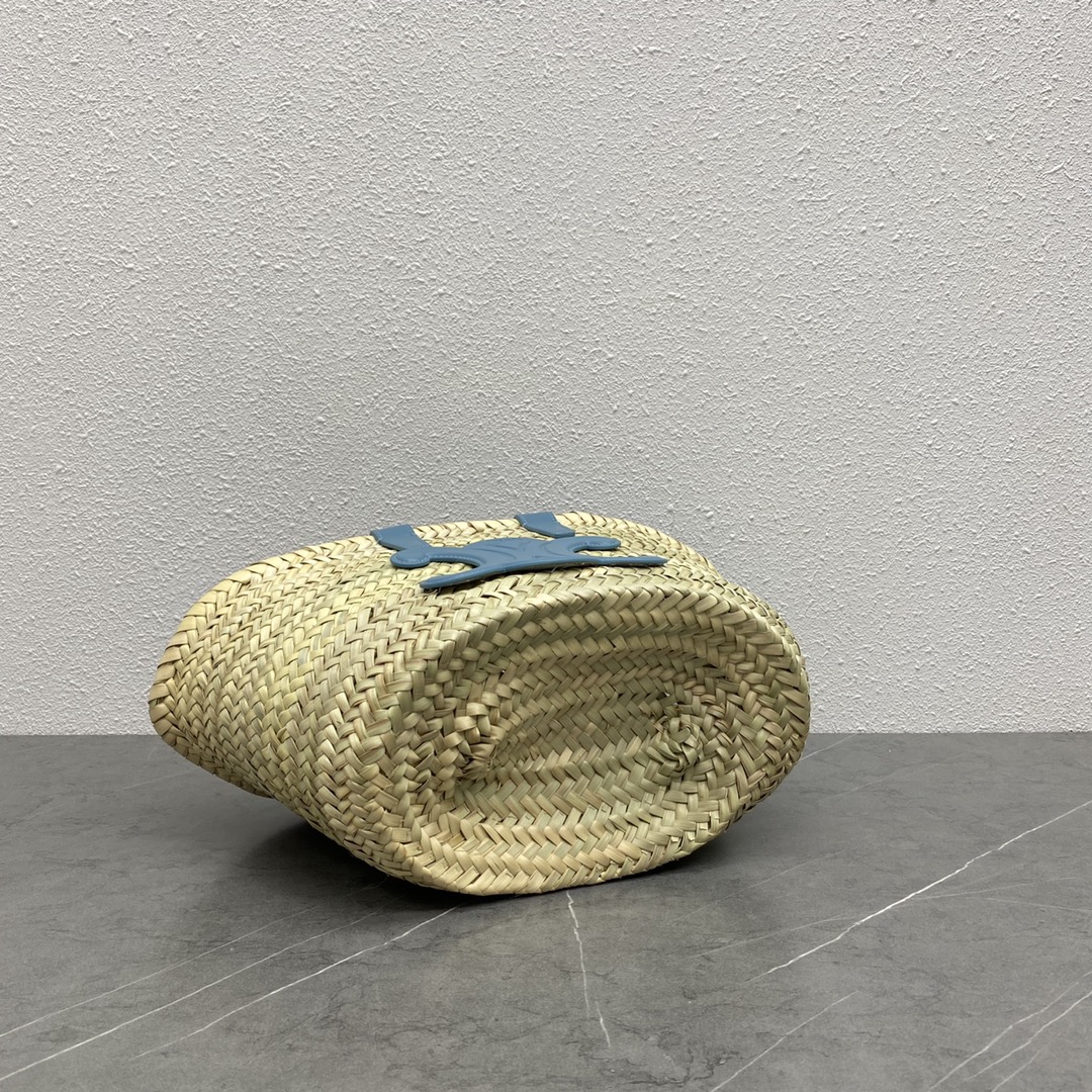 Ce1i*e Teen Triomphe Ce1i*e Classic Panier In Palm Leaves And Lizard Blue For Women 8in/20cm