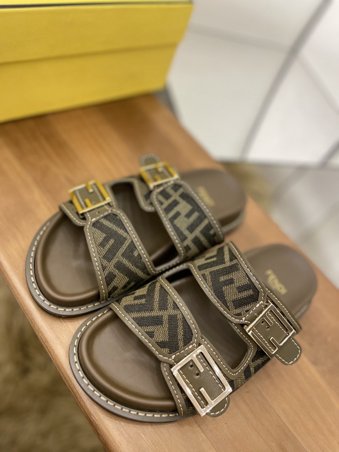 F**di Feel Slides Brown For Women