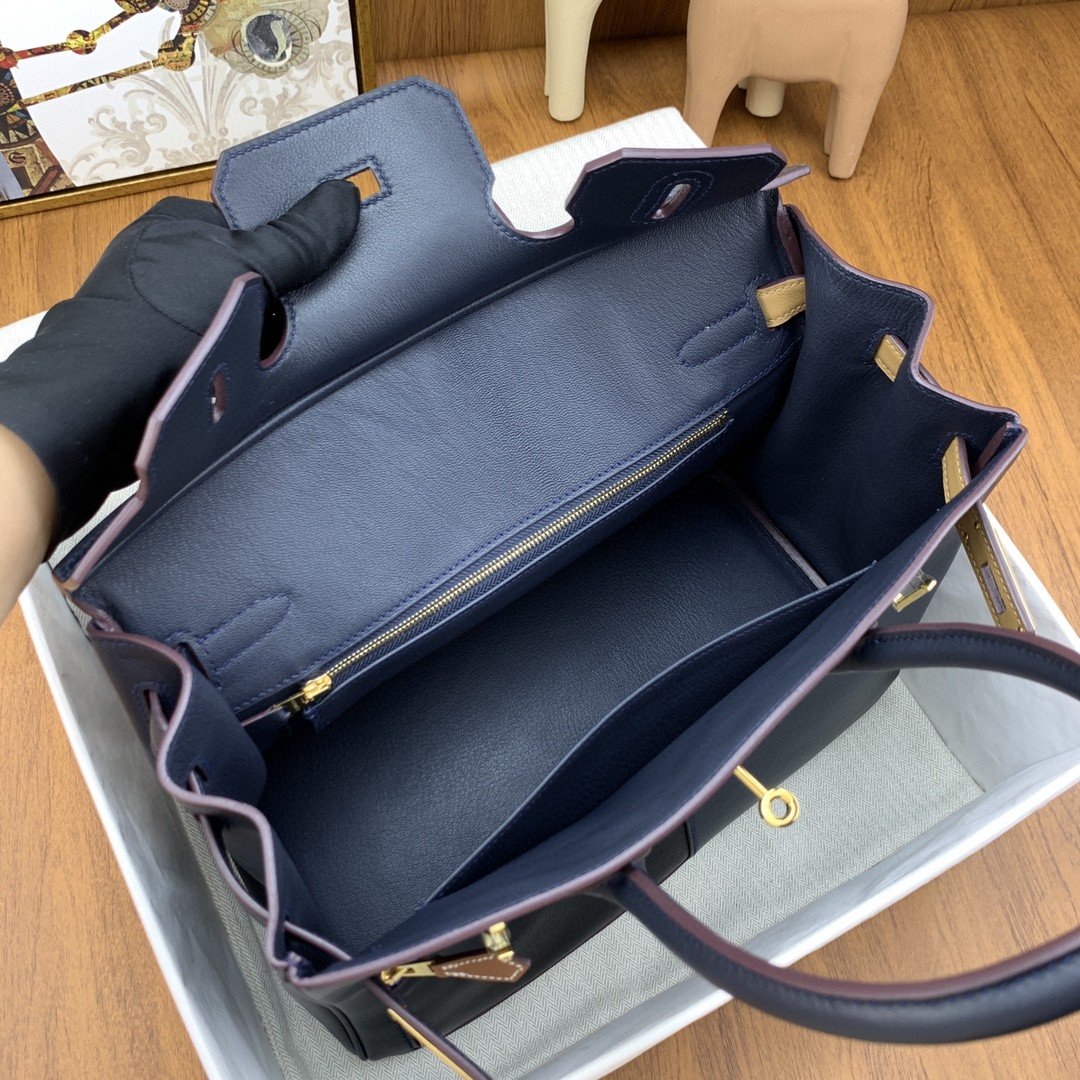 H**me5 Birkin Colormatic Bag 30 Navy Blue, Gold Toned Hardware Bag For Women, Women’s Handbags, Shoulder Bags 11.8in/30cm