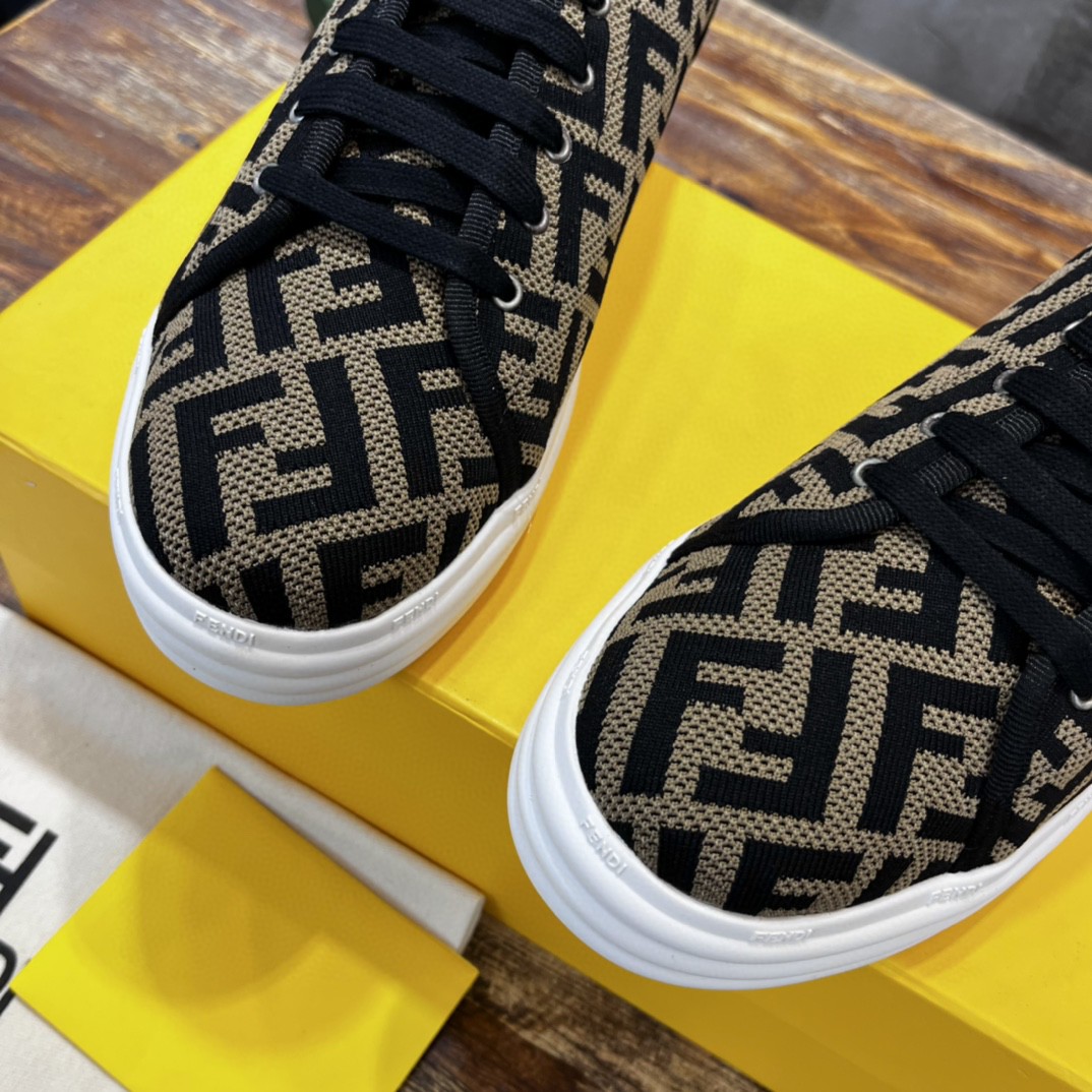 F**di Domino Fabric Sneakers Brown For Men