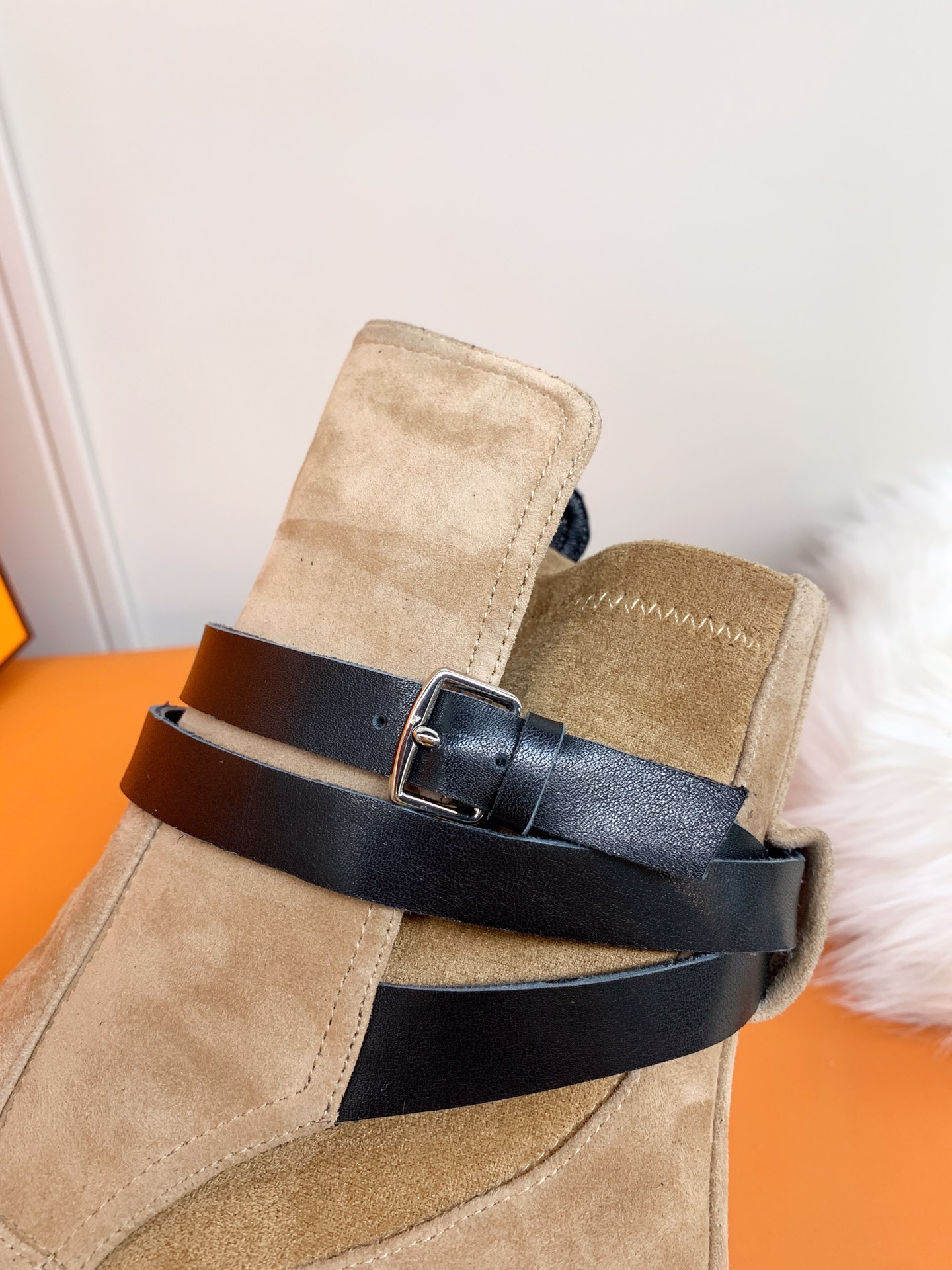 H**me5 Frenchie 70 Ankle Boots Beige For Women 2.8in/7cm.