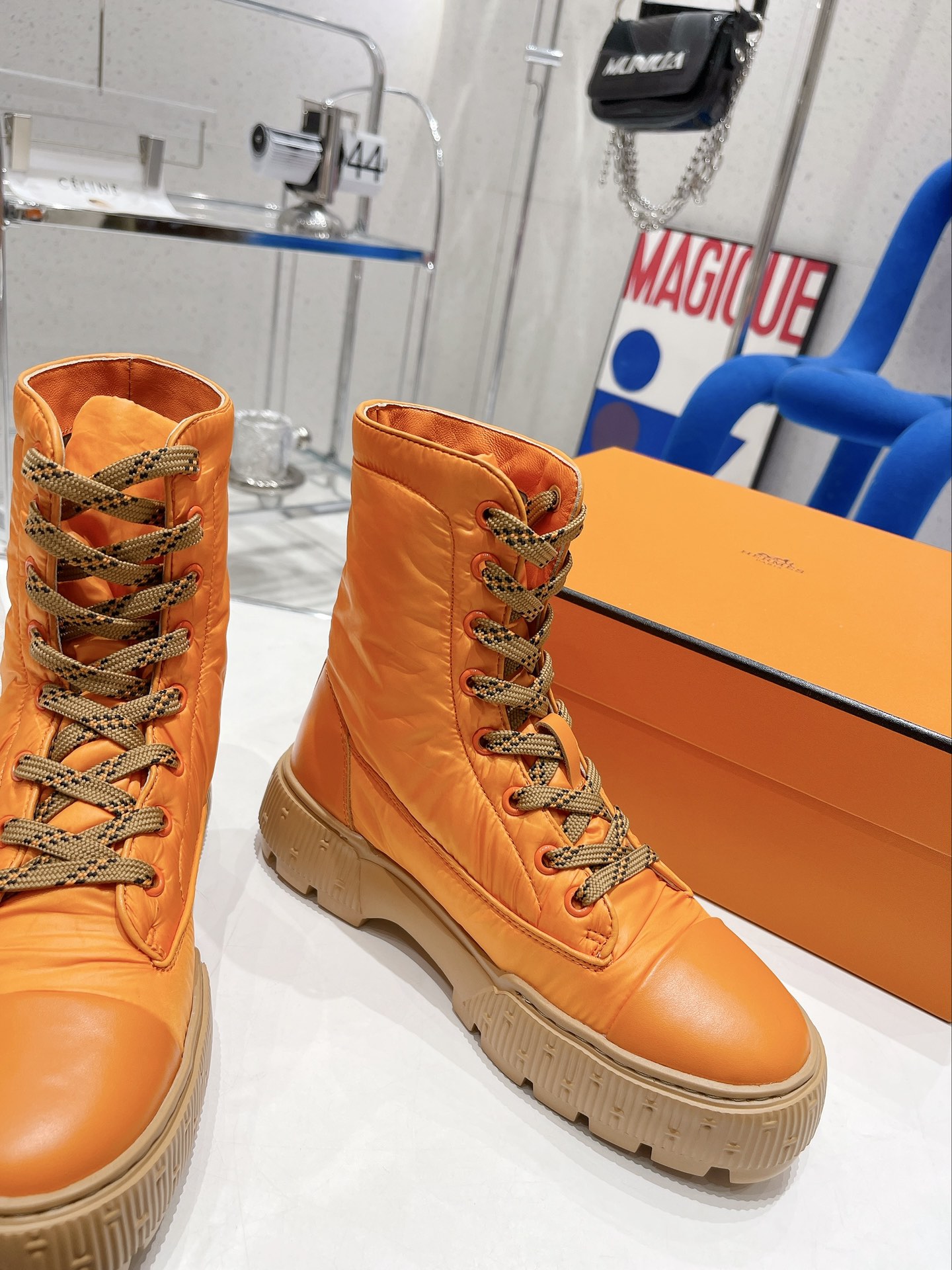 H**me5 Fresh Ankle Boots Orange For Women 1.8in/4.5cm