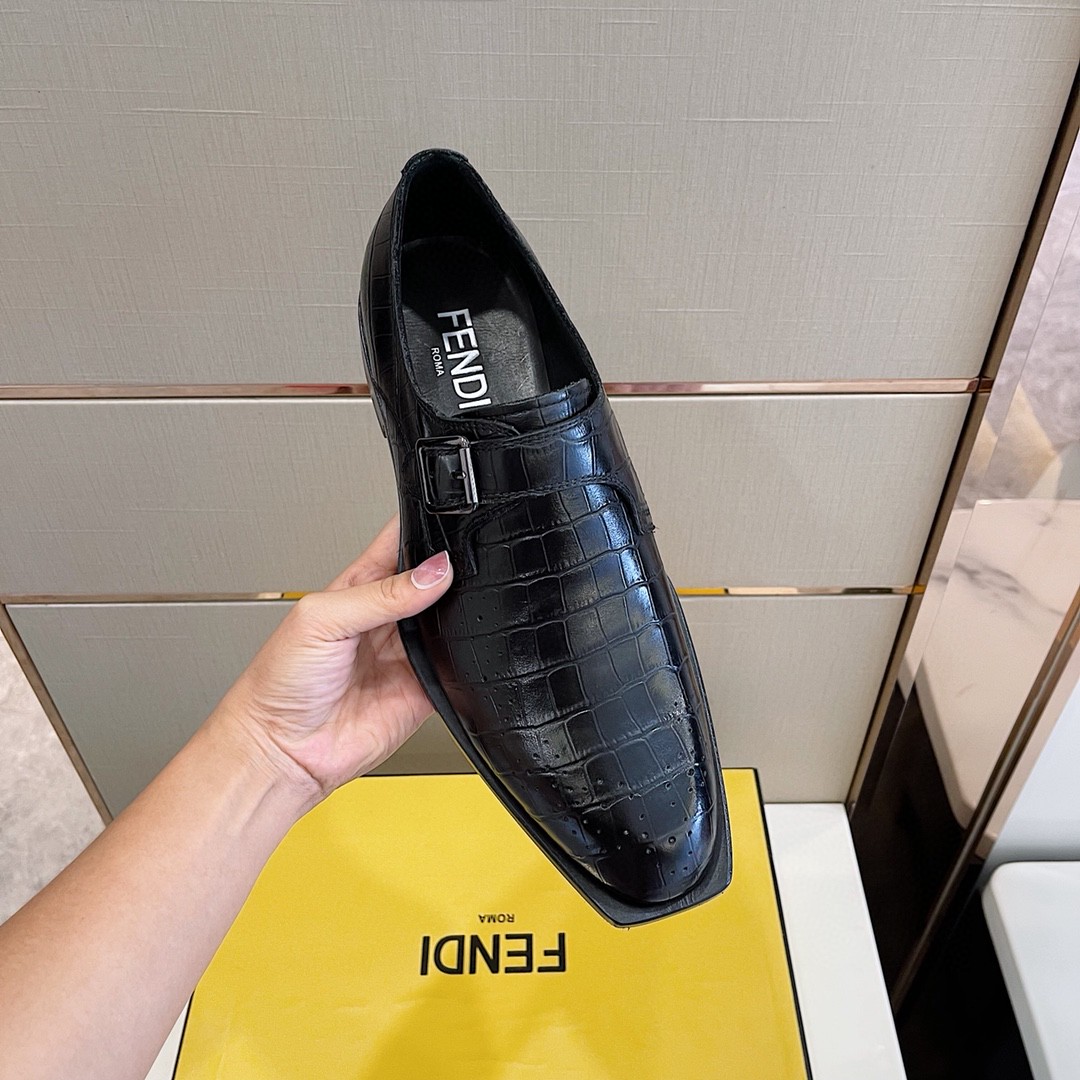 F**di Force Monk Strap Shoes Black For Men