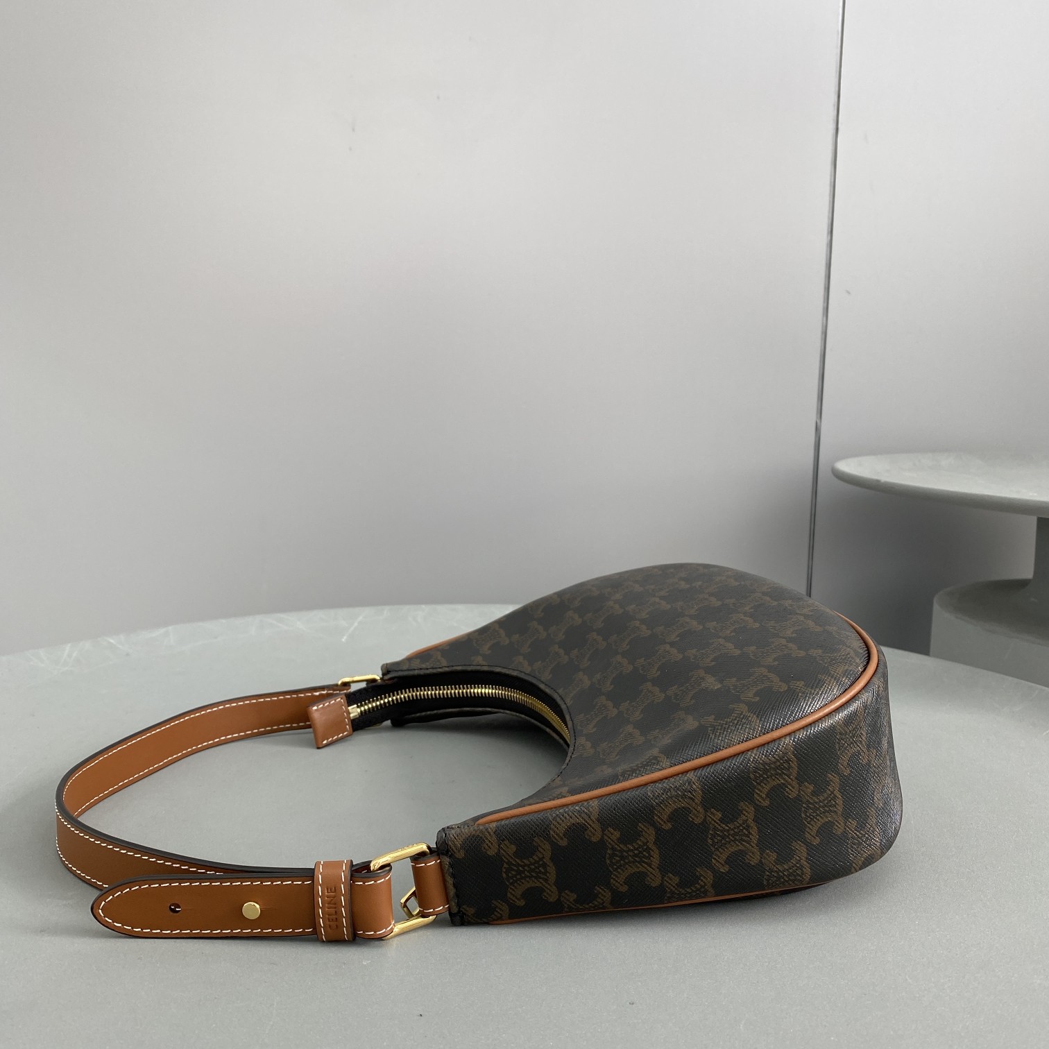 Ce1i*e Ava Bag In Triomphe Canvas Brown For Women 9in/23.5cm 193952BZJ.04LU