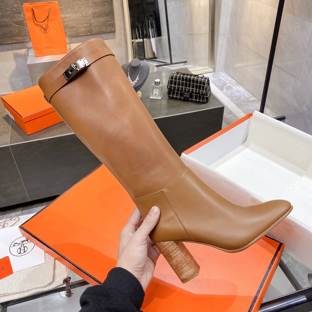 H**me5 High Heel Boots Brown For Women 3.54in/9cm