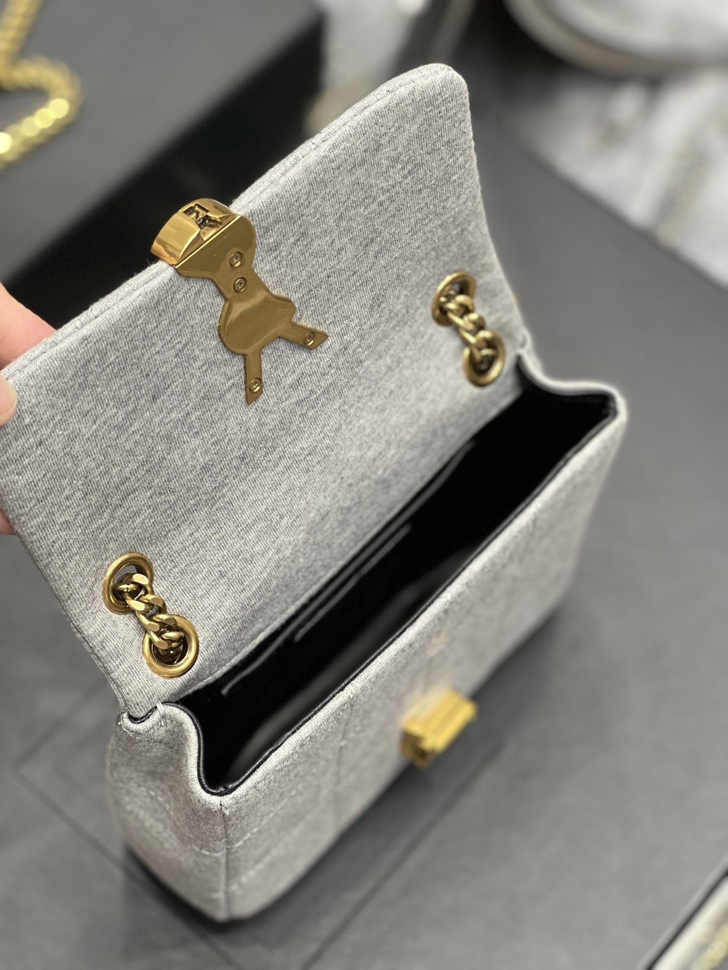 Sa1nt Lau*nt Jamie Mini Chain Bag Grey For Women, Women’s Bags 6.9in/17.5cm Y51 6981622F9271407