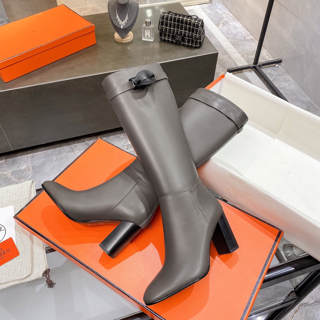 H**me5 High Heel Boots Gray For Women 3.54in/9cm